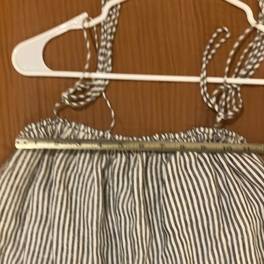 Reformation Janet Dress 100% linen stripe spaghetti tie-strap midi/maxi dress - Picture 5 of 6